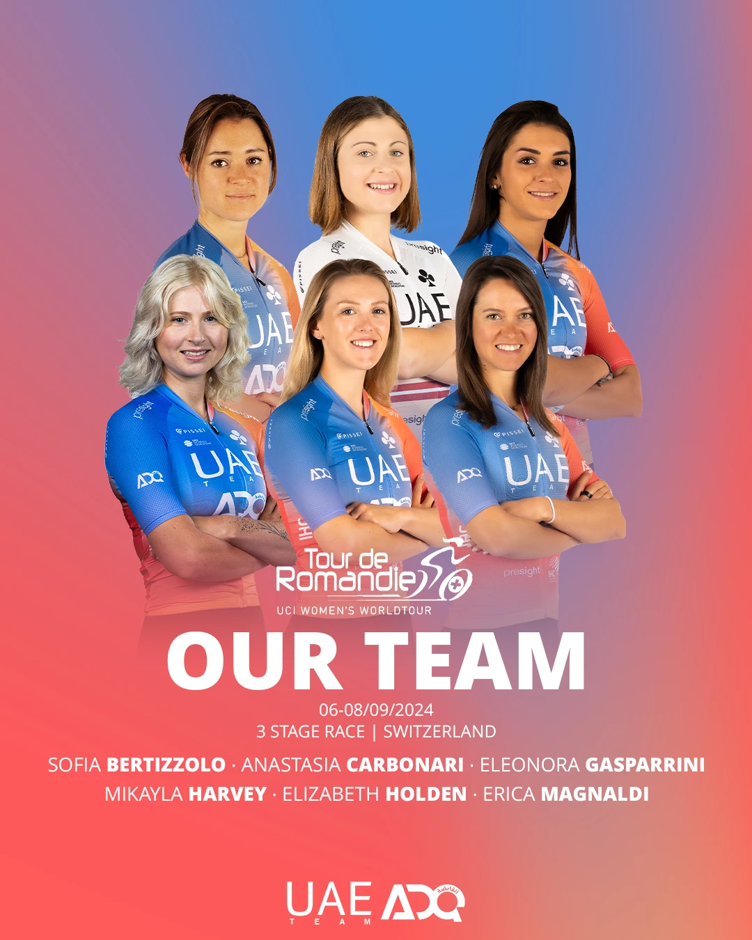 UAE Team ADQ for the Tour de Romandie Féminin